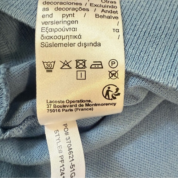 Lacoste Spread Collar Brand Logo Polo Shirt in Blue Size M Loose Fit - Picture 7 of 12